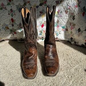 Sonora Brown Distressed Leather Western Cowboy Boots Embroidered Turquoise Tall